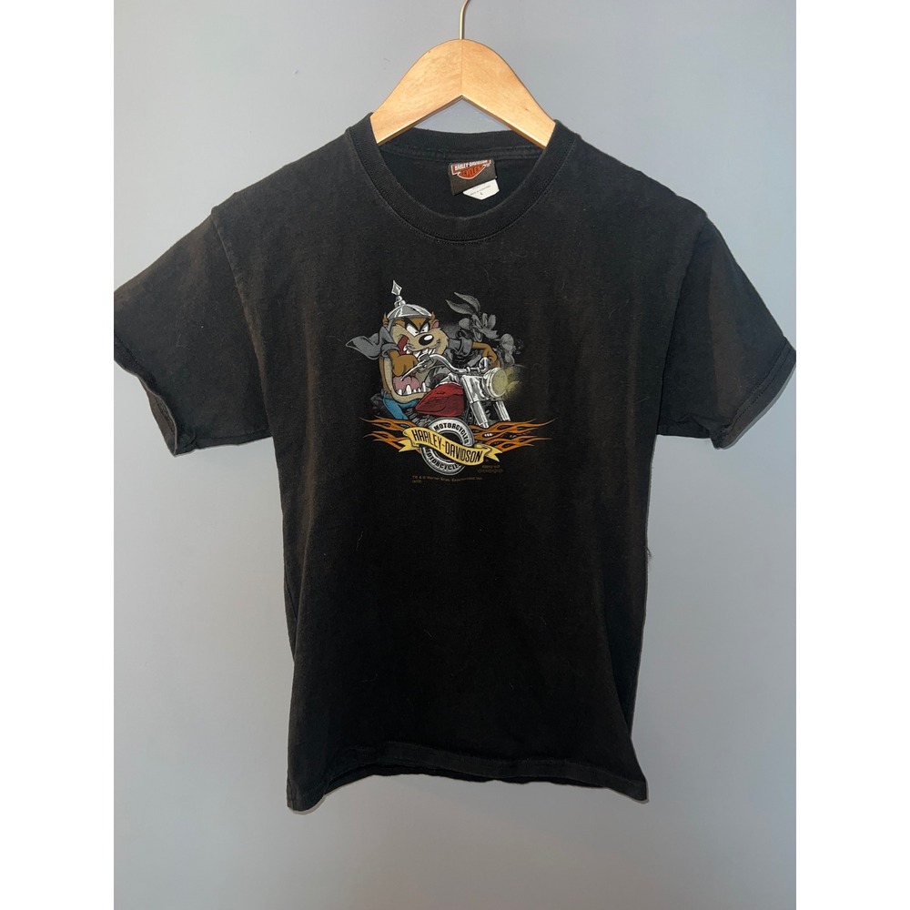 Harley-Davidson Looney Tunes Kids T-Shirt Black Taz Route 66 Tulsa OK Large